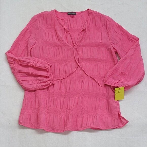 Vince Camuto Tops - Vince Camuto Petite Small Pink Blouse Ruching + Tie Front Detail